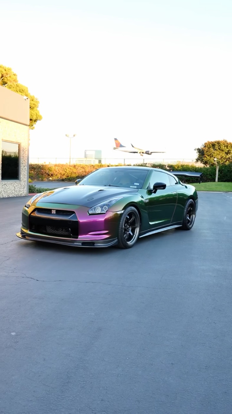 Nissan GT-R in a color-shift film finish by G Wraps